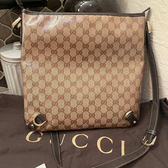 Gucci Brown Abbey D-Ring Hobo GG Canvas crossbody Bag - Picture 9 of 12